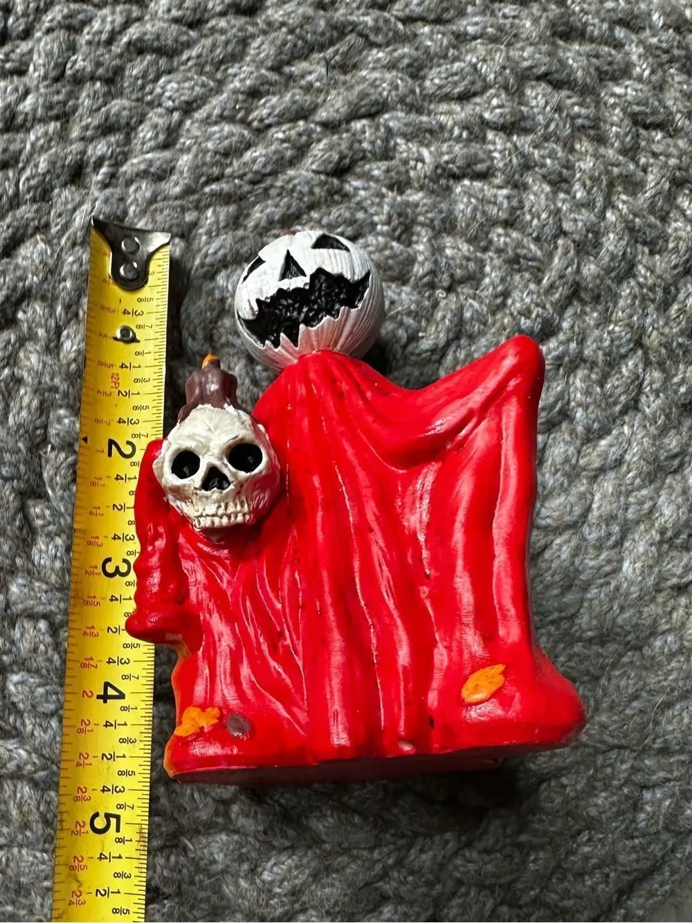 Halloween Pumpkin Ghost Figurine - Red